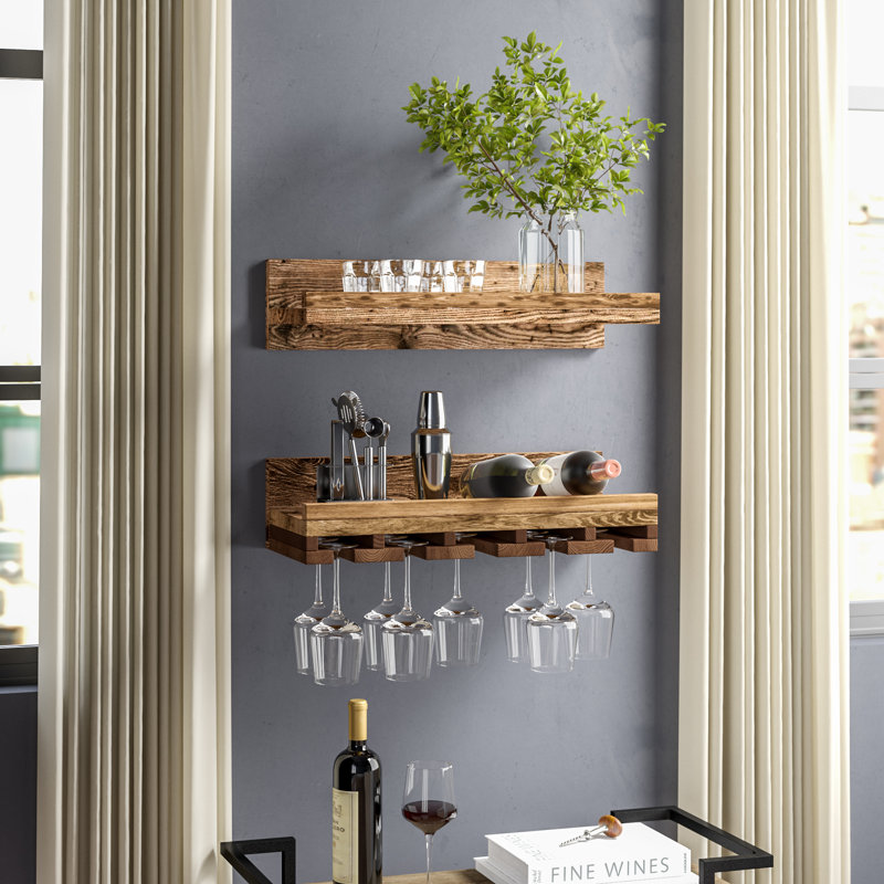 Trent Austin Design® Bernon Solid Wood Wall Mounted Wine Glass Rack